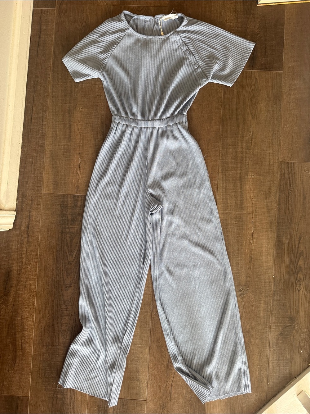 Girls' Light Blue Ribbed Jumpsuit, a few pulls see pics